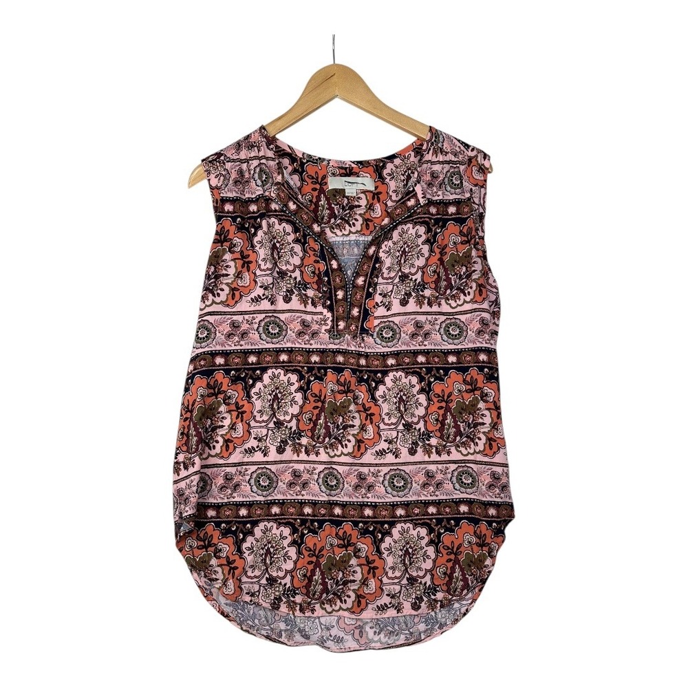 Loft Floral Print Sleeveless V-neck Rayon Blouse‎ sz XS Multicolor